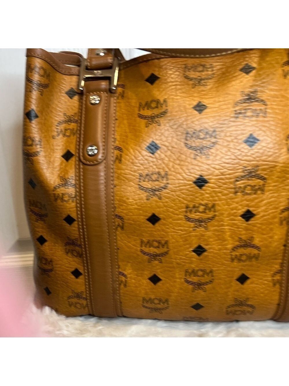 MCM COGNAC VISETOS SHOPPER TOTE BAG - Picture 4 of 15